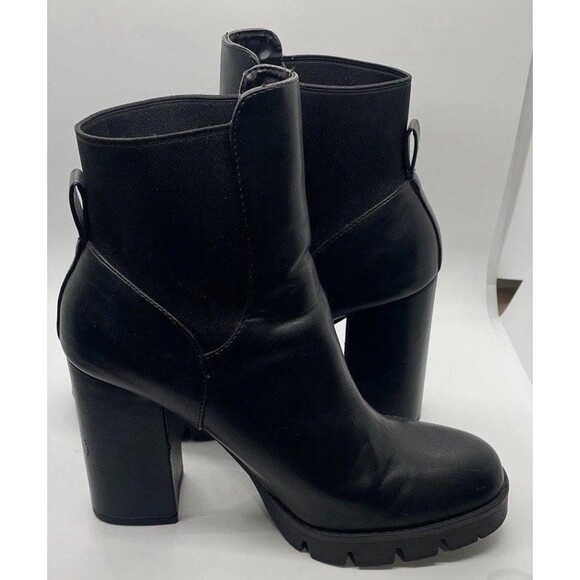 Zara Basic black Slip On platform Ankle Heeled boots EU 39 Women’s Fits 7.5US - Picture 6 of 12